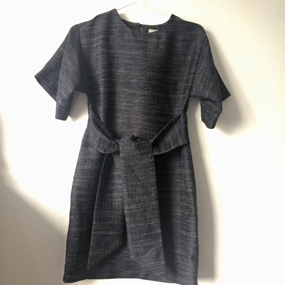 ASOS Tie Front Woven Textured Mini Dress - Picture 3 of 8